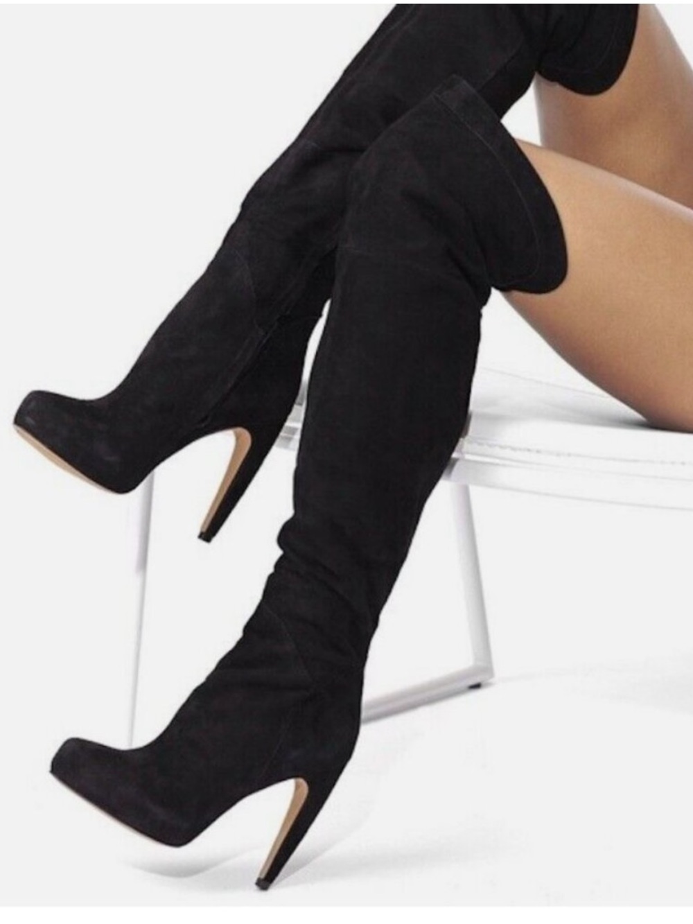 Sam Edelman Amber Black Over the Knee Platform Stiletto Boots Size 8.5 / EU 38.5